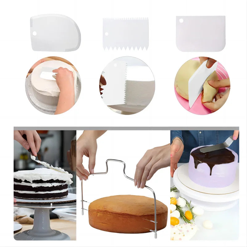 11Inch Cake Turntable Set Icing Smoother Cake Leveler DIY Cake Stand Cream Spatula Decorating Tools Rotary Table Pastry Supplies