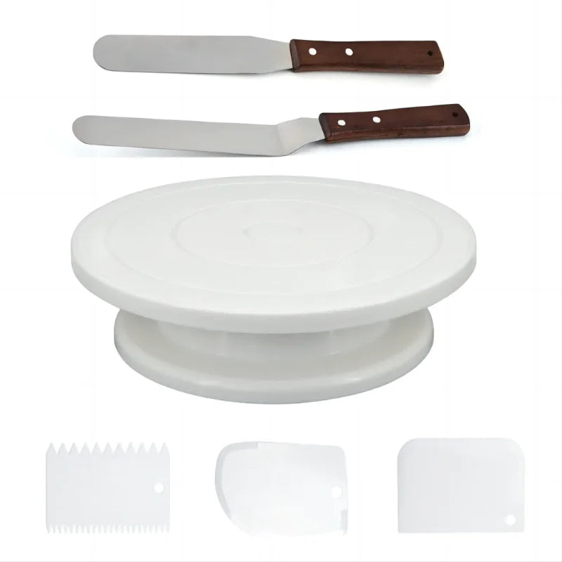 11Inch Cake Turntable Set Icing Smoother Cake Leveler DIY Cake Stand Cream Spatula Decorating Tools Rotary Table Pastry Supplies