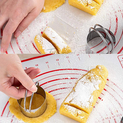 5Pcs Circle Biscuit Cutter Set Stainless Steel Round Cookies Cutter Mold Dough Fondant Cutters with Handle