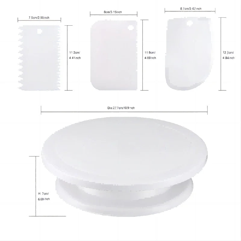 11Inch Cake Turntable Set Icing Smoother Cake Leveler DIY Cake Stand Cream Spatula Decorating Tools Rotary Table Pastry Supplies