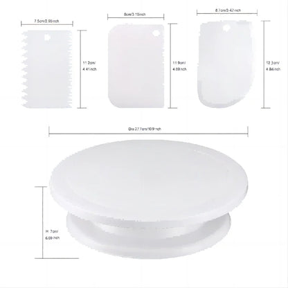 11Inch Cake Turntable Set Icing Smoother Cake Leveler DIY Cake Stand Cream Spatula Decorating Tools Rotary Table Pastry Supplies