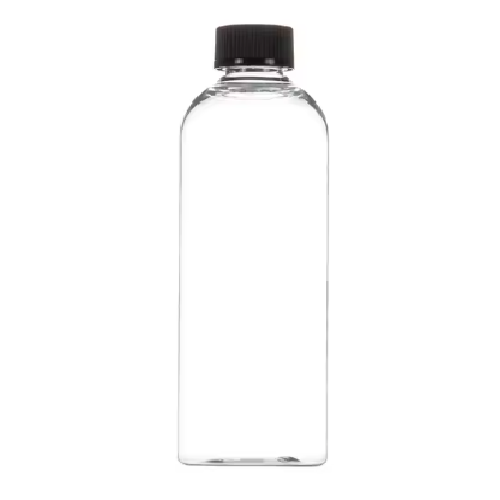 250ML CLEAR BOSTON BOTTLE W/ BLACK LID